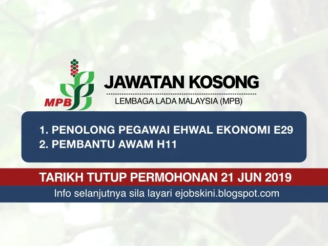 Jawatan Kosong Lembaga Lada Malaysia (MPB) Jun 2019