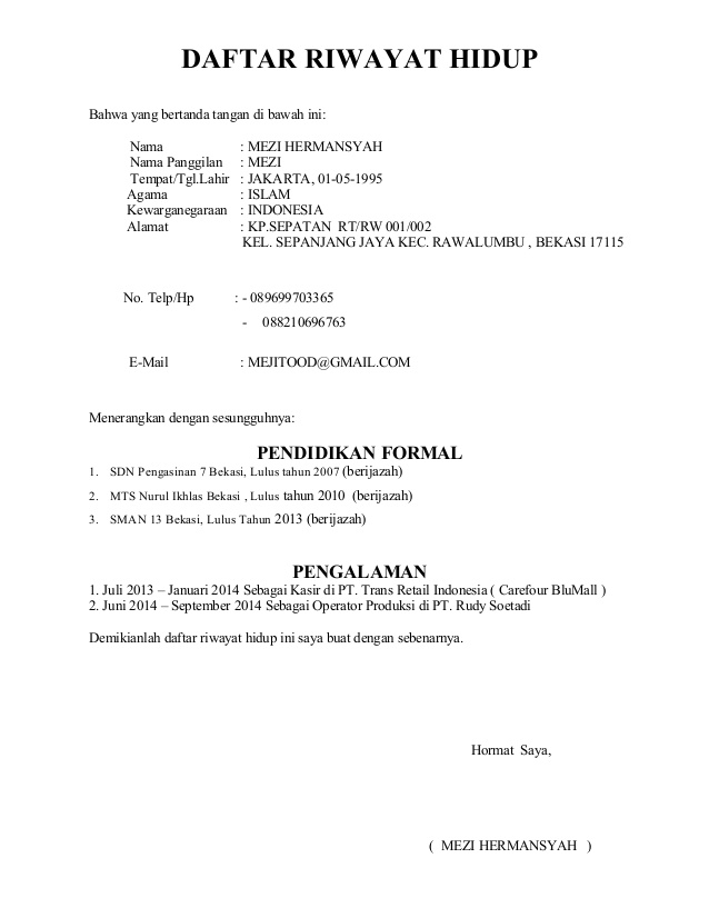 Contoh Cv Bahasa Inggris Terbaru - Contoh 193