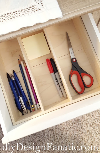 drawer organizer, diy, build it yourself, cottage, cottage style, farmhouse, farmhouse style, diydesignfanatic.com