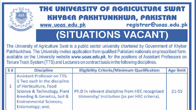Latest jobs the University Of Agriculture October 2022 - 25 vacancies