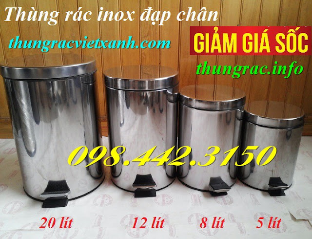 Thùng rác đạp chân inox 