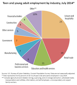 Teen and young adults employment by industry