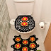Beautiful bathroom flower set in pattern with crochet