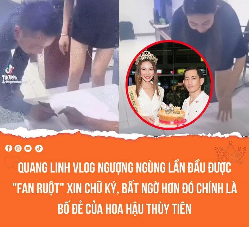 Quang Linh Vlog ngượng ngùng lần đầu được fan ruột xin chữ ký bất ngờ hơn đó chính là bố để của Hoa Hậu Thùy Tiên