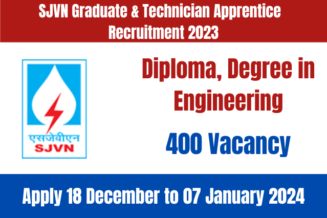 SJVN Graduate & Technician Apprentice Recruitment 2024 Notification Out Apply Online