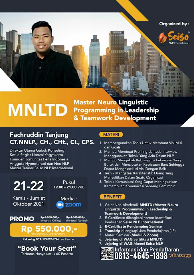 Gelar Non Akademik Master Neuro Linguistic Programming in Leadership & Teamwork Development