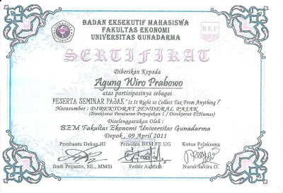 Awal: Sertifikat - Sertifikat Seminar dan Kuliah Informal Awal: Sertifikat - Sertifikat Seminar dan Kuliah Informal