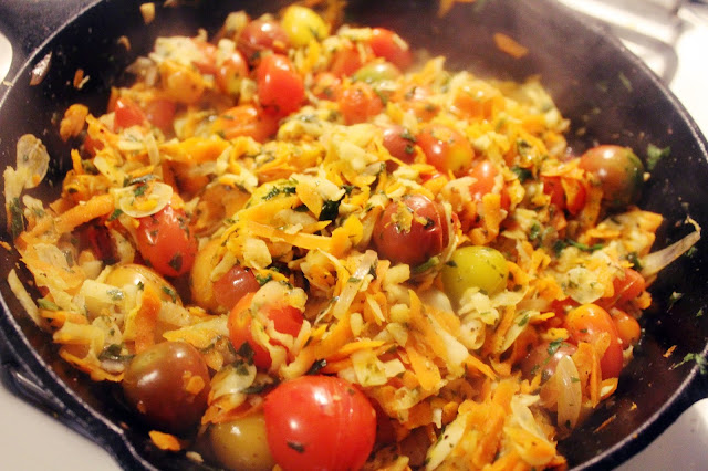 Warm Kohlrabi and Cherry Tomato Salad