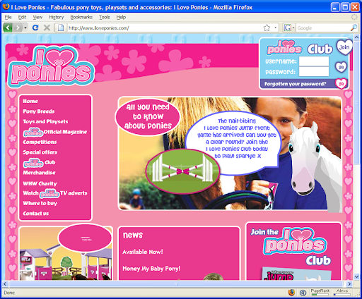 ILovePonies.com is an emasculating yet work-safe work page