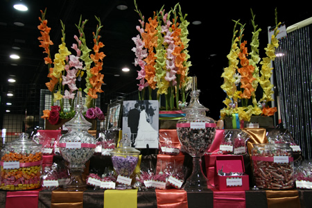 A candy buffet can add fun and color to your wedding reception 