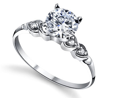 14K White Gold HeartShaped Diamond Engagement Setting 004ctw 