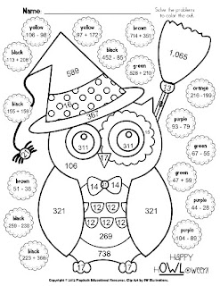 Math Coloring Sheets on Classroom Freebies  Halloween Owl Math Coloring Sheet