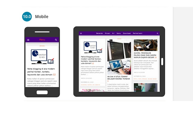 tampilan mobile pada layar hape dan tablet