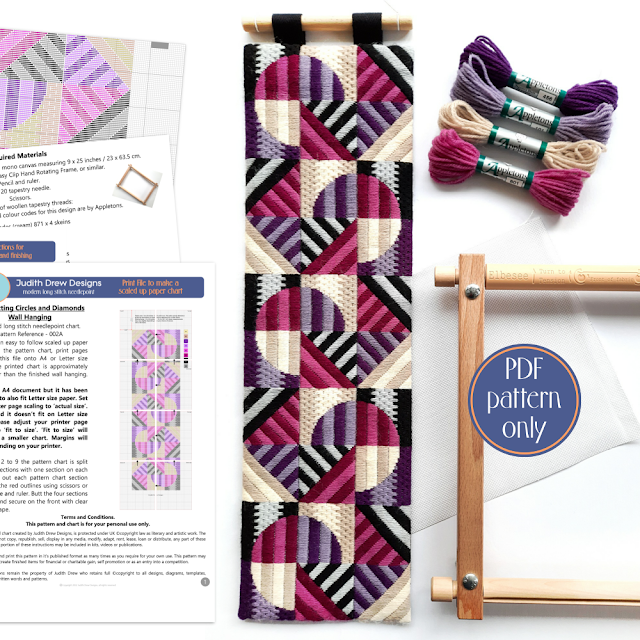 Judith Drew Designs pattern chart and instructions for modern geometric design wall hanging.