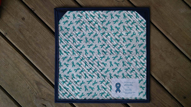 Teal mini swap quilt - aqua and navy mini log cabin quilt