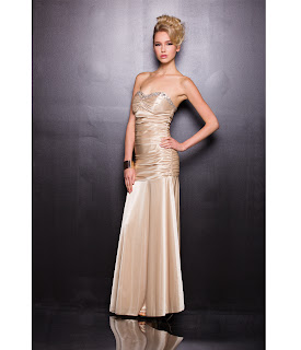 Gold Strapless Mermaid Prom Dress