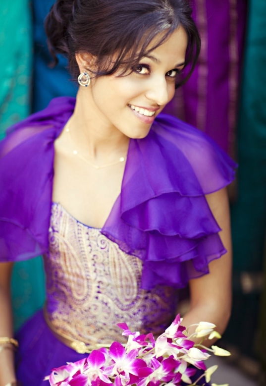 Absolutely beautiful bright purple and gold wedding dress