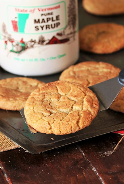 Removing Maple Snickerdoodle Cookie from Baking Sheet with Spatula Image