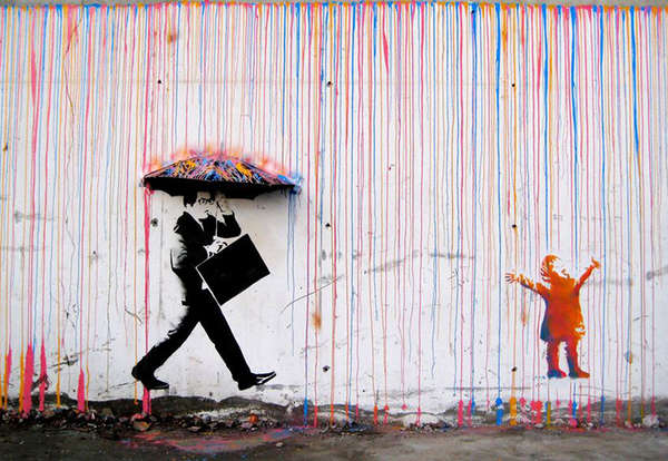 Risultati immagini per banksy pioggia colori