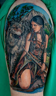 Indian Girl Wolf Tattoo