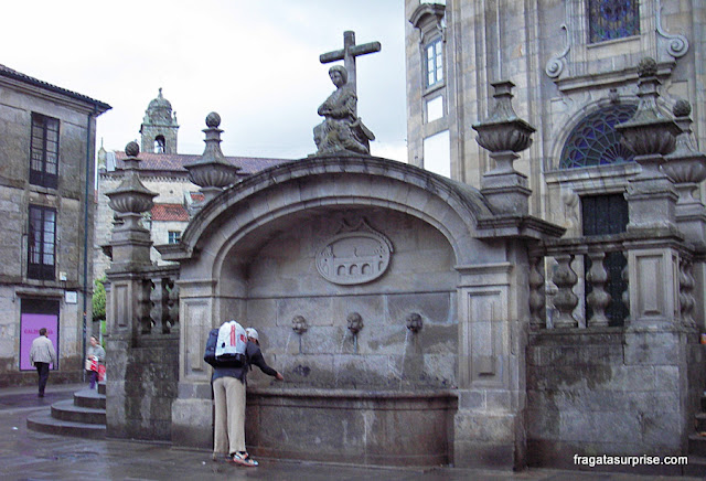 Fonte no Centro Histórico de Pontevedra, no Caminho de Santiago