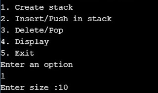 Creation of Stack using array