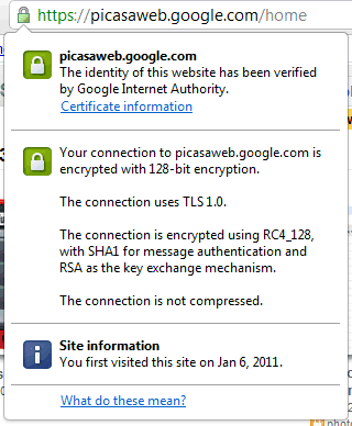 Last month Picasa Web Albums started to support HTTPS and now it's enabled