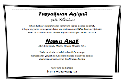 Contoh Tulisan Syukuran Aqiqah  Agung Id