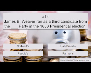 James B. Weaver ran as a third candidate from the ___ Party in the 1888 Presidential election. Answer choices include: Stalwart's, Half-Breed's, People's, Farmers