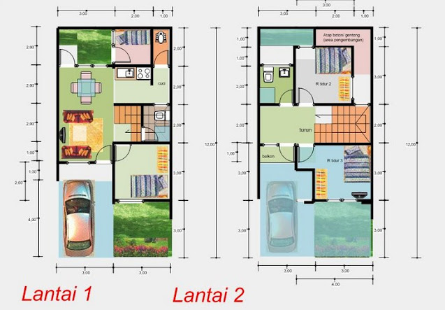 Denah Rumah Minimalis 2 Lantai