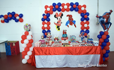 mesa dulce doble minnie mouse spiderman