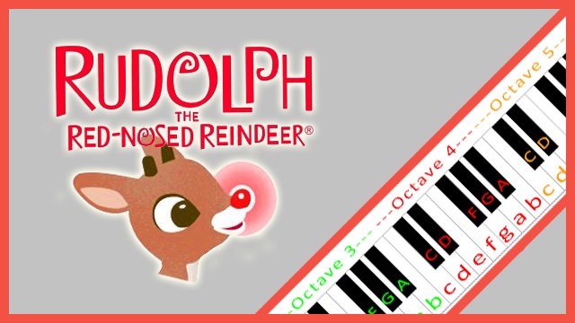 Rudolph the Red-Nosed Reindeer by Johnny Marks Piano / Keyboard Easy Letter Notes for Beginners