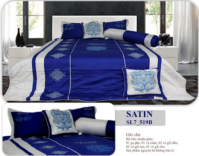 Chăn ga gối màu xanh chuẩn xịn cho giường cưới