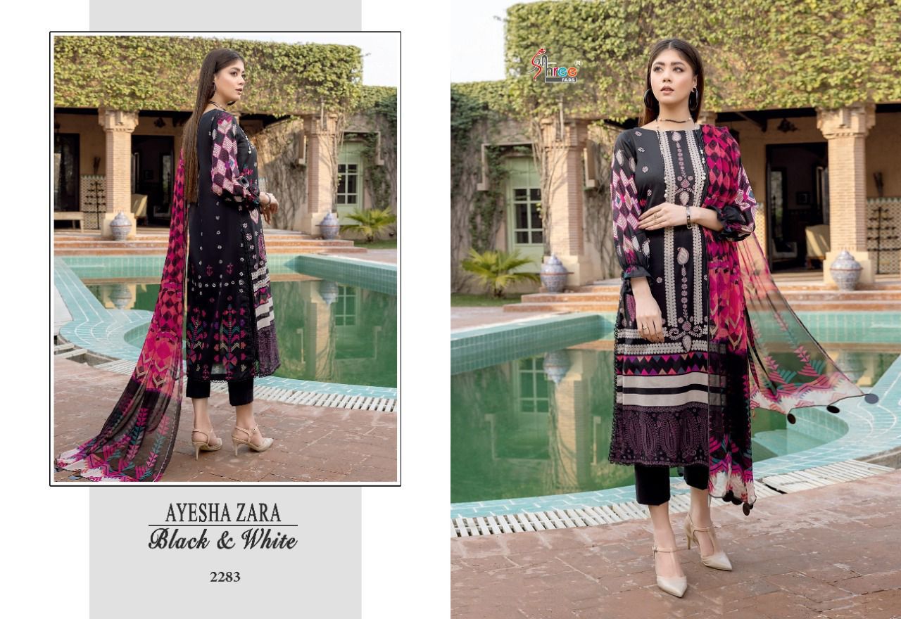Shree Fabs Ayesha Zara Black N White Pakistani Suits Catalog Lowest Price