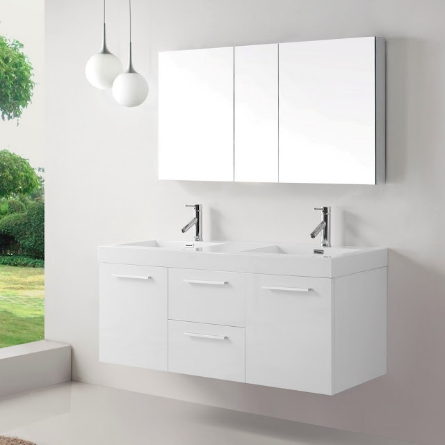 54 inch Double Sink White Bathroom Vanity