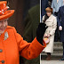 Meghan Markle and Kate Middleton curtsey as Queen attends Sandringham church in orange