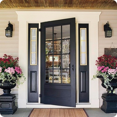 black glass front door