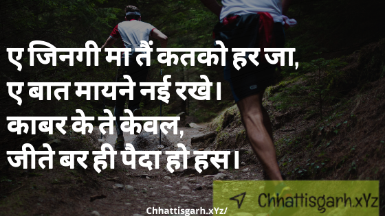 ए जिनगी मा तैं कतको हर जा,ए बात मायने नई रखे। काबर के ते केवल,जीते बर ही पैदा हो हस।