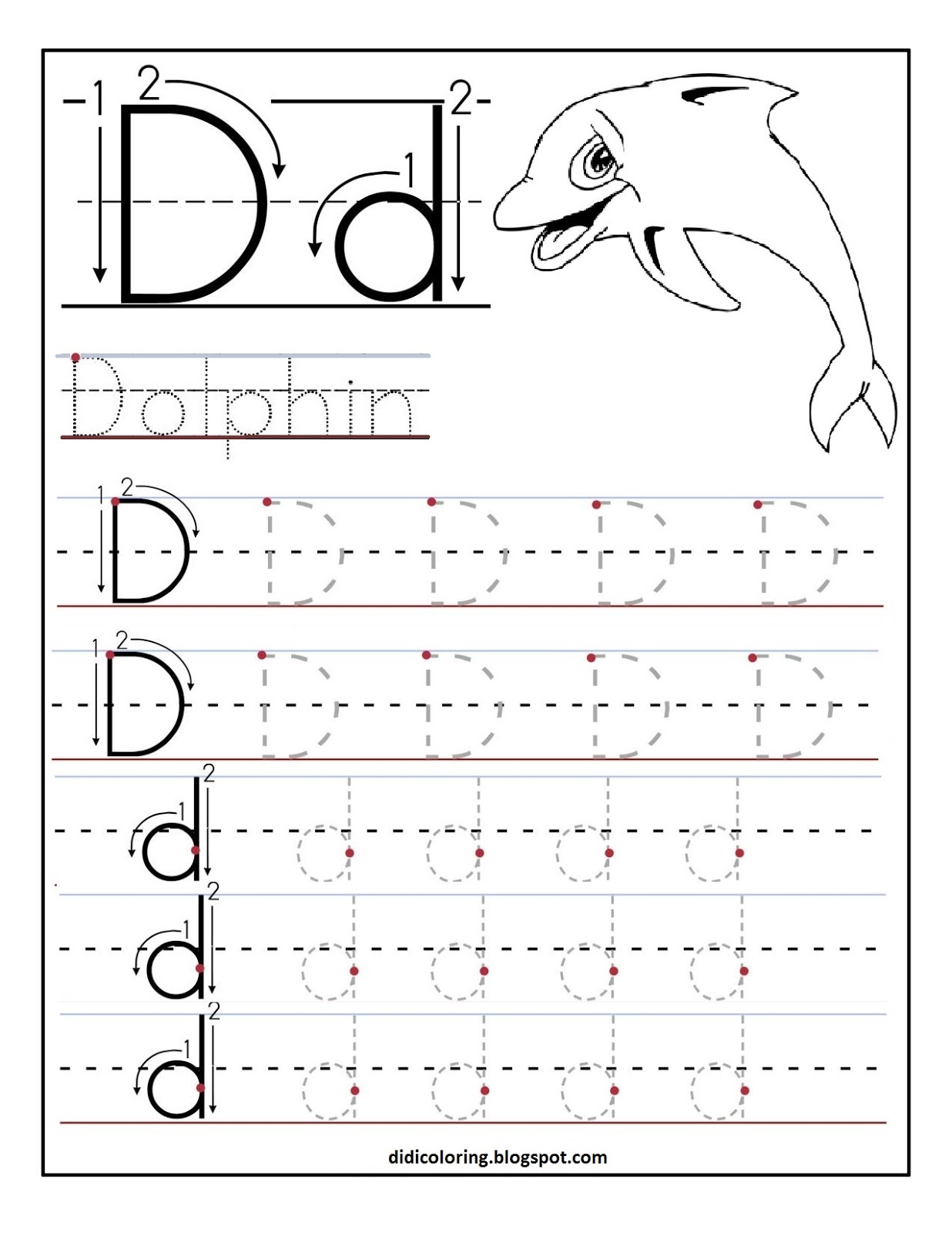 Free printable worksheet letter D for your child to learn and write ...