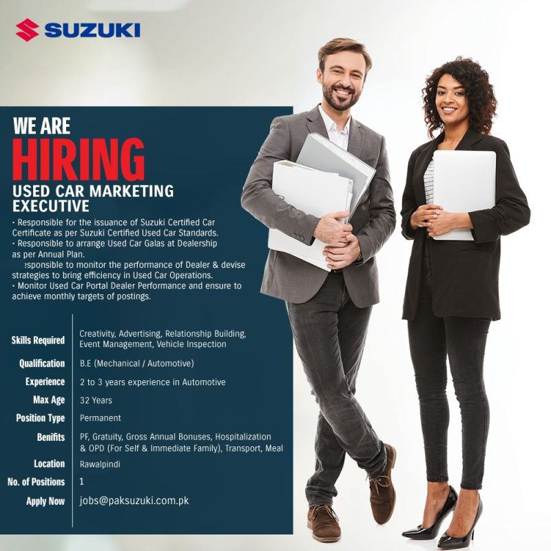 Pak Suzuki Company Limited Jobs April 2022