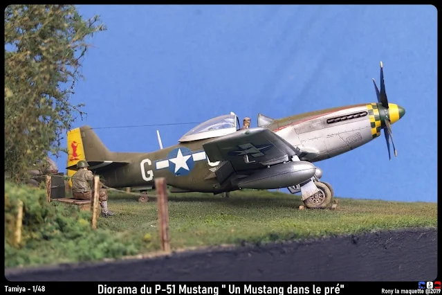 Diorama P-51D Mustang et Ford Sedan de Tamiya au 1/48.