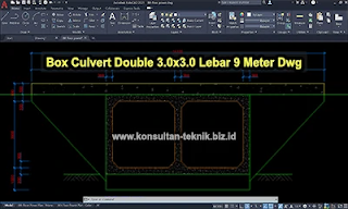 Gambar-Double-Box-Culvert-3x3-Dwg-Autocad