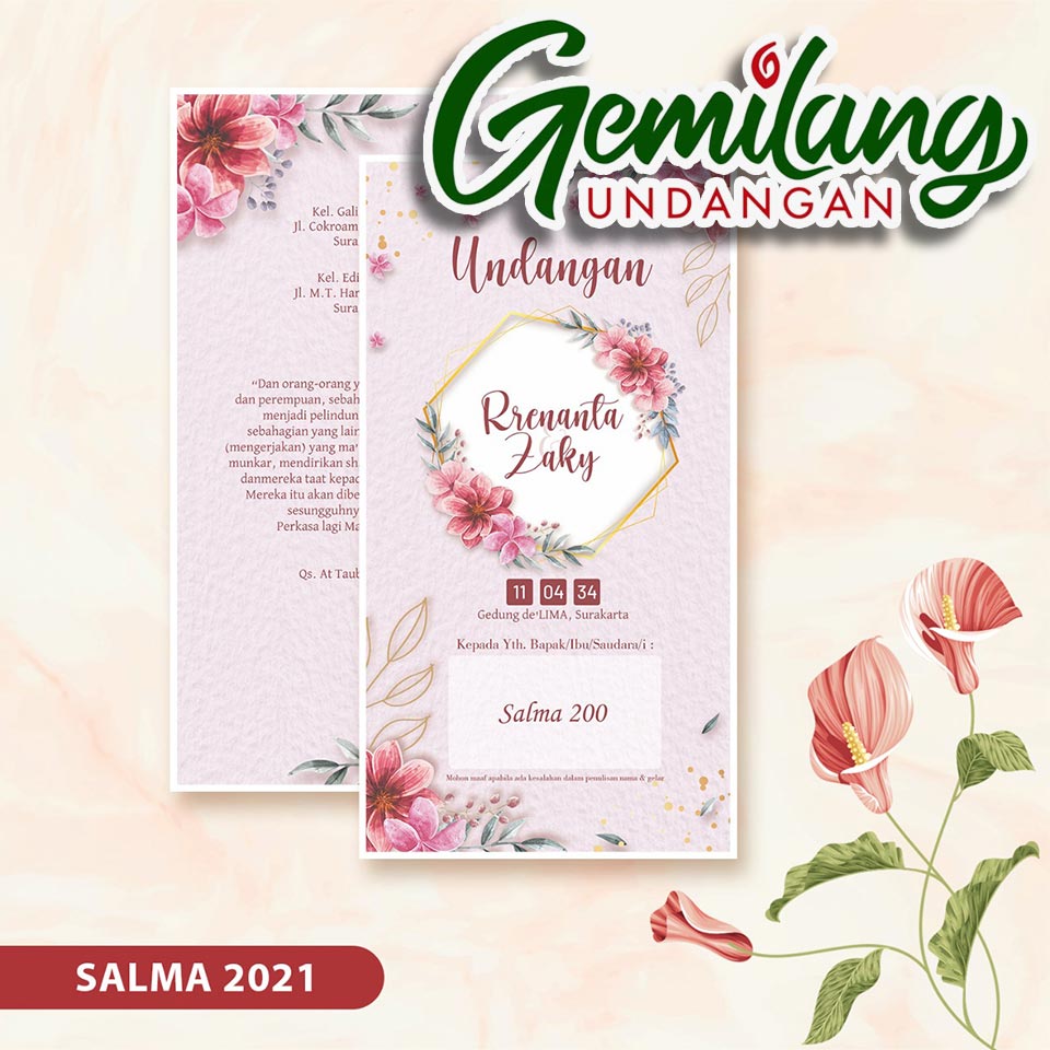 gemilang undangan Distributor Blangko Undangan pernikahan di Kraton Yogyakarta dengan produk salma 200