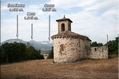 Iglesia de San Cornelio, detrás los montes de la Sierra de Arcena