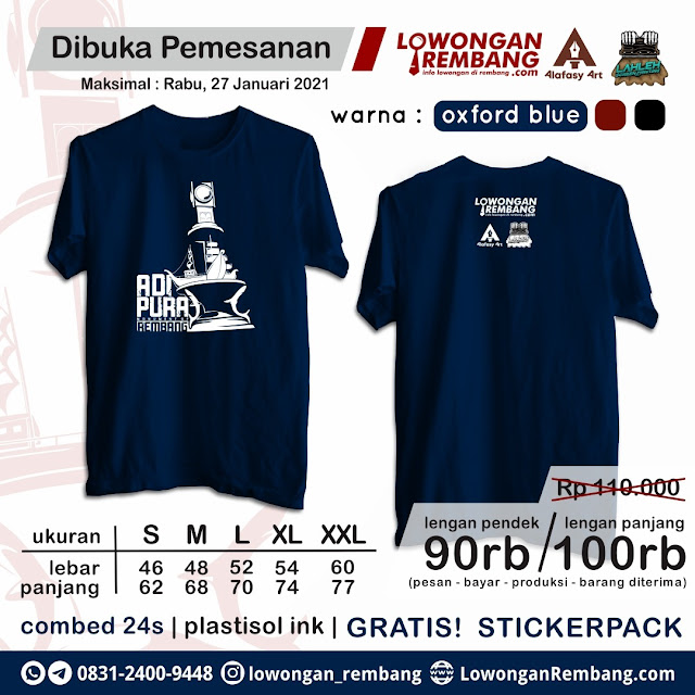 Pesan (Pre-Order) Segera Kaos Adipura Rembang Dengan 3 Pilihan Warna