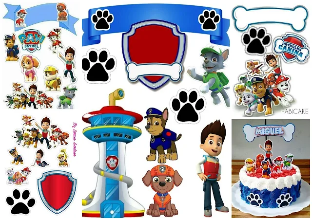 Fiesta de Paw Patrol o Patrulla Canina: Toppers para Tartas, Tortas, Pasteles, Bizcochos o Cakes para Imprimir Gratis. 