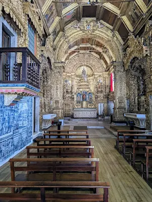 Gilded interior of Igreja de São João Evangelista in Aveiro Portugal