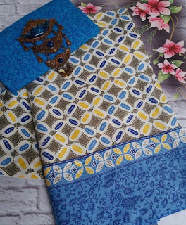 Kain Batik dan Embos 381 motif Kawung warna Biru