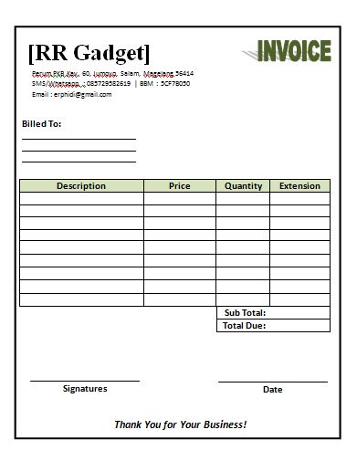 Download Template Invoice Format Word dan Excel ~ ./erphidi