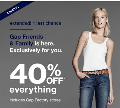 Gap 40% Off Friends & Family Event Promo Code